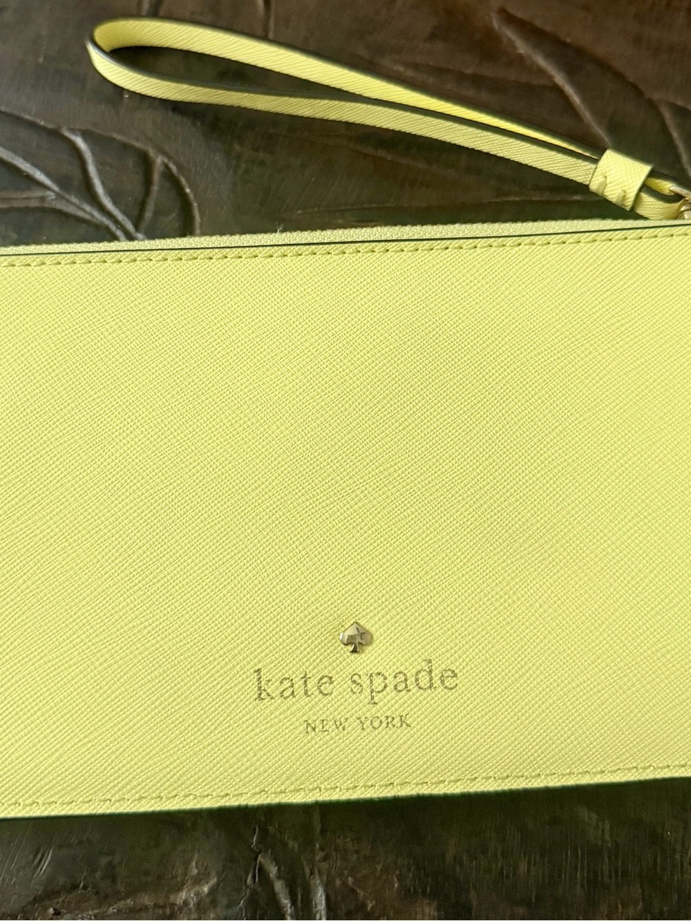 kate spade Lemon Yellow Saffiano Wristlet Clutch